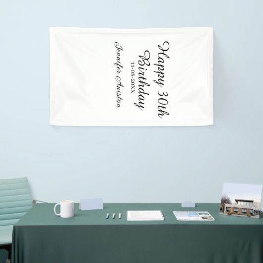 Happy 30th birthday add name date stylish simple spandoek (Beurs)