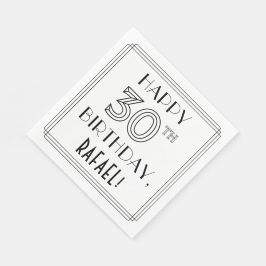 HAPPY 30TH BIRTHDAY; Art Deco Style; aangepaste na Servet (Hoek)