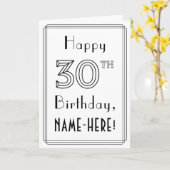 Happy 30th Birthday, Art Deco Style met aangepaste Kaart (Gele Bloem)