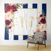 Happy 30th Birthday Backdrop, Navy Blue Red Wandkleed (In Situ (horizontaal))