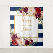 Happy 30th Birthday Backdrop, Navy Blue Red Wandkleed (Voorkant)
