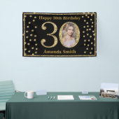 Happy 30th Birthday Banner Black en Gold Photo (Beurs)