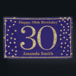 Happy 30th Birthday Banner Navy Blue Gold Glitter<br><div class="desc">Fijne 30ste verjaardag van de Banner Navy Blue en Gold Glitter Confetti. Afdrukbaar digitaal. Voor verdere aanpassing,  te klikken gelieve de knoop "van de Aanpassing het"en ons ontwerphulpmiddel te gebruiken om deze sjabloon te wijzigen.</div>