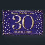 Happy 30th Birthday Banner Navy Blue Gold Glitter<br><div class="desc">Fijne 30ste verjaardag van de Banner Navy Blue en Gold Glitter Confetti. Afdrukbaar digitaal. Voor verdere aanpassing,  te klikken gelieve de knoop "van de Aanpassing het"en ons ontwerphulpmiddel te gebruiken om deze sjabloon te wijzigen.</div>