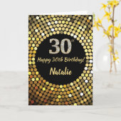 Happy 30th Birthday Black en Gold Glitter Card Kaart (Gele Bloem)