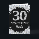 Happy 30th Birthday Black en Silver Glitter Card Kaart<br><div class="desc">Happy 30th Birthday Black en Silver Glitter Card met persoonlijke naam. Voor verdere aanpassing,  te klikken gelieve de knoop "van de Aanpassing het"en ons ontwerphulpmiddel te gebruiken om deze sjabloon te wijzigen.</div>