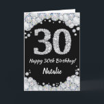 Happy 30th Birthday Black en Silver Glitter Card Kaart<br><div class="desc">Happy 30th Birthday Black en Silver Glitter Card met persoonlijke naam. Voor verdere aanpassing,  te klikken gelieve de knoop "van de Aanpassing het"en ons ontwerphulpmiddel te gebruiken om deze sjabloon te wijzigen.</div>