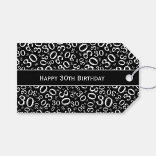 Happy 30th Birthday Black/White Number Pattern Cadeaulabel