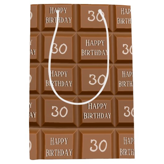 Happy 30th Birthday Chocolate Snoep Bar Medium Cadeauzakje (Voorkant)