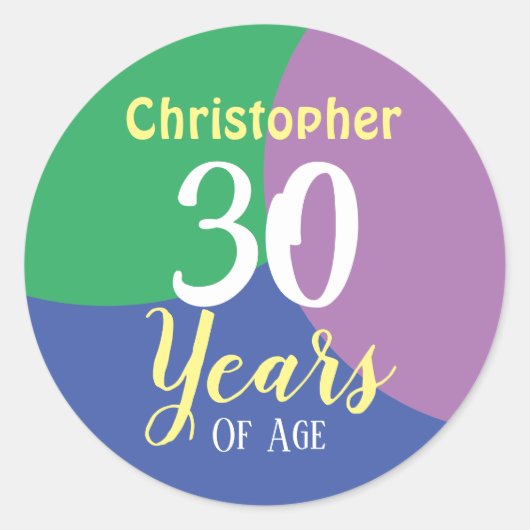 Happy 30th Birthday Classic Round Sticker (Voorkant)