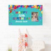 Happy 30th Birthday Colorful Balloons Blauwgroen Spandoek (Insitu)