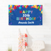 Happy 30th Birthday Colorful Balloons Blue Spandoek (Insitu)