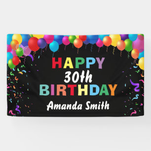Happy 30th Birthday Colorful Balloons Confetti Spandoek