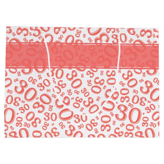 Happy 30th Birthday Coral Random Number Pattern Groot Cadeauzakje (Achterkant)