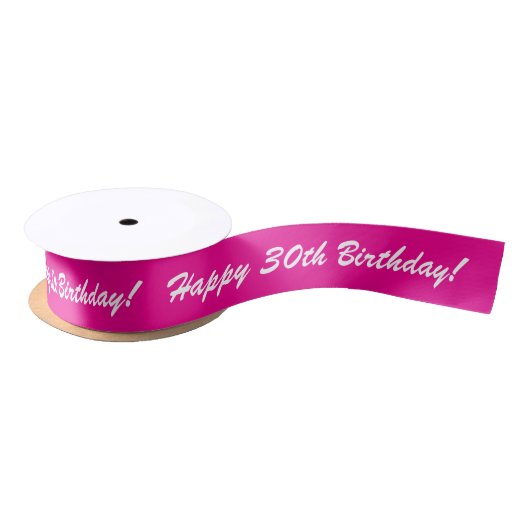 Happy 30th Birthday custom pink gift ribbon Satijnen Lint (Spoel)