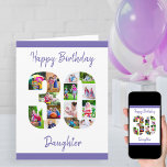 Happy 30th Birthday Daughter No. 30 Photo Collage Kaart<br><div class="desc">Zeg de 30e Dochter van de Daucht van de Zijne Vrede met een unieke verjaardagskaart en uw eigen douane fotocollage. Deze verjaardagskaart voor uw dochter heeft feminine manuscripttypografie in paarse en eenvoudige stilling om zich op uw afbeeldingen in aantal 30 te concentreren. De sjabloon is ingesteld voor u om Happy...</div>