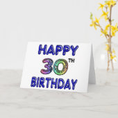Happy 30th Birthday Design in ballonlettertype Kaart (Gele Bloem)