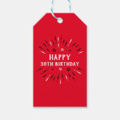 Happy 30th Birthday Fireworks Red Black White Cadeaulabel (Voorkant)