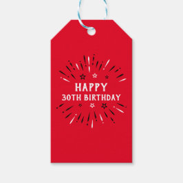 Happy 30th Birthday Fireworks Red Black White Cadeaulabel