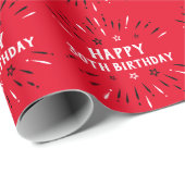 Happy 30th Birthday Fireworks Red Black White Cadeaupapier (Rol Hoek)