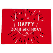 Happy 30th Birthday Fireworks Red Black White Groot Cadeauzakje (Voorkant)