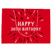 Happy 30th Birthday Fireworks Red Black White Groot Cadeauzakje (Achterkant)