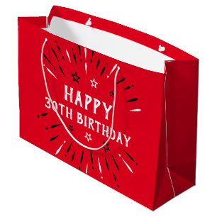 Happy 30th Birthday Fireworks Red Black White Groot Cadeauzakje