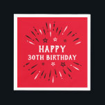 Happy 30th Birthday Fireworks Red Black White Servet<br><div class="desc">Fijne 30ste verjaardag! 30 jaar geweldige zijn. Gefeliciteerd met het feit dat u 30 jaar hebt gedraaid en deze mijlpaal hebt bereikt. Geniet van de gelegenheid met dit geweldige rode, zwarte en witte vuurwerkontwerp zoals je samenkomt met familie en vrienden. De tekst van deze feestelijke feestdag is aanpasbaar en kan...</div>