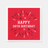 Happy 30th Birthday Fireworks Red Black White Servet (Voorkant)