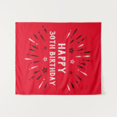 Happy 30th Birthday Fireworks Red Black White Wandkleed (Voorkant (horizontaal))