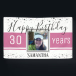 Happy 30th Birthday Fun Bold Confetti Spandoek<br><div class="desc">Eenvoudige en elegante Happy Birthday,  aangepast jaar en persoonlijke naam. Fun faux foil Silver confetti op de boven- en onderkant van de banner. Mooie en moderne,  gestileerde feestbanner is geweldig voor elk verjaardagsfeest.</div>