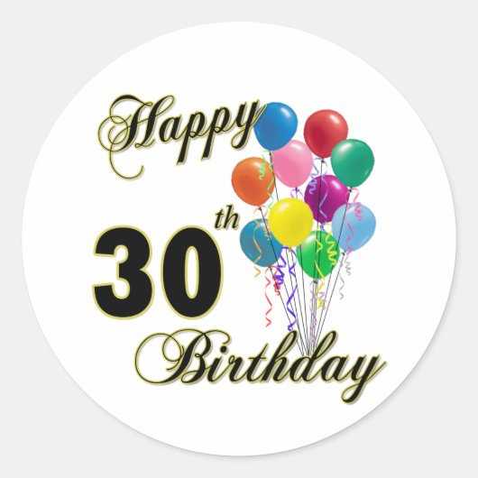 Happy 30th Birthday Gifts en Birthday Apparel Ronde Sticker (Voorkant)