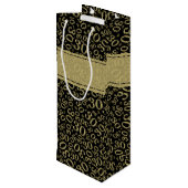 Happy 30th Birthday Gold en Black Number Pattern Wijn Cadeautas (Achterkant Gekanteld)
