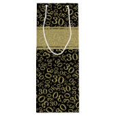 Happy 30th Birthday Gold en Black Number Pattern Wijn Cadeautas (Achterkant)