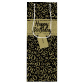 Happy 30th Birthday Gold en Black Number Pattern Wijn Cadeautas (Voorkant)