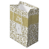 Happy 30th Birthday Gold en White Number Pattern Medium Cadeauzakje (Voorkant Gekanteld)