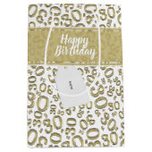 Happy 30th Birthday Gold en White Number Pattern Medium Cadeauzakje (Voorkant)