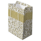 Happy 30th Birthday Gold en White Number Pattern Medium Cadeauzakje (Achterkant Gekanteld)