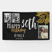 Happy 30th Birthday Gold Foliage 3 Photo Backdrop Spandoek (Horizontaal)