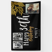 Happy 30th Birthday Gold Foliage 3 Photo Backdrop Spandoek (Verticaal)