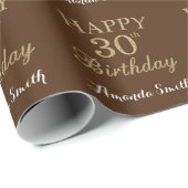 Happy 30th Birthday Gold Glitter en Brown Cadeaupapier (Rol Hoek)