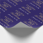 Happy 30th Birthday Gold Glitter en Navy Blue Cadeaupapier<br><div class="desc">Fijne 30e verjaardag Gold Glitter en Navy Blue Wrapping Paper met persoonlijke naam. Voor verdere aanpassing,  te klikken gelieve de knoop "van de Aanpassing het"en ons ontwerphulpmiddel te gebruiken om deze sjabloon te wijzigen.</div>