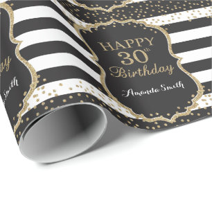 Happy 30th Birthday Gold Glitter Wrapping Paper Cadeaupapier