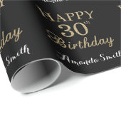 Happy 30th Birthday Gold Glitter Wrapping Paper Cadeaupapier (Rol Hoek)