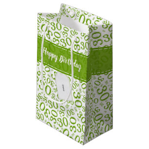 Happy 30th Birthday Green and White Number Pattern Klein Cadeauzakje