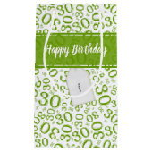 Happy 30th Birthday Green and White Number Pattern Klein Cadeauzakje (Voorkant)