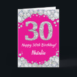 Happy 30th Birthday Hot Pink Silver Glitter Card Kaart<br><div class="desc">Happy 30th Birthday Hot Pink en Silver Glitter Card met persoonlijke naam. Voor verdere aanpassing,  te klikken gelieve de knoop "van de Aanpassing het"en ons ontwerphulpmiddel te gebruiken om deze sjabloon te wijzigen.</div>