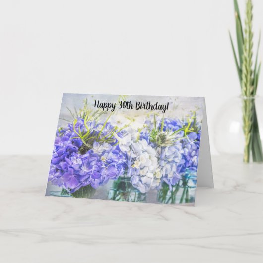 Happy 30th Birthday Hydrangeas Kaart (Voorkant)