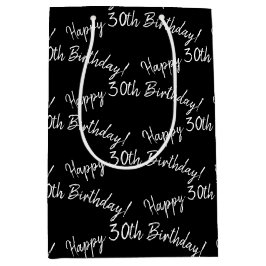 Happy 30th Birthday in zwart Medium Cadeauzakje
