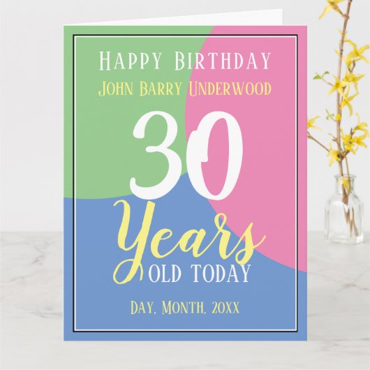 Happy 30th Birthday Kaart (Gele Bloem)